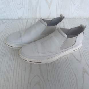 微瑕疵41码真皮男鞋旁边轻微发黄头层牛皮软皮缝线一脚蹬休闲皮鞋