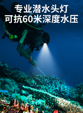 BORUIT潜水便捷头灯强光黄白光防水充电超亮超长续航头戴赶海下水
