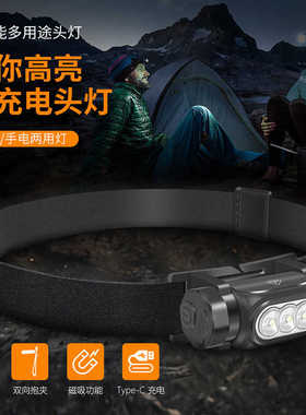 BORUiT HP130铝合金头灯强光充电超亮钓鱼户外专用超长续航夜钓