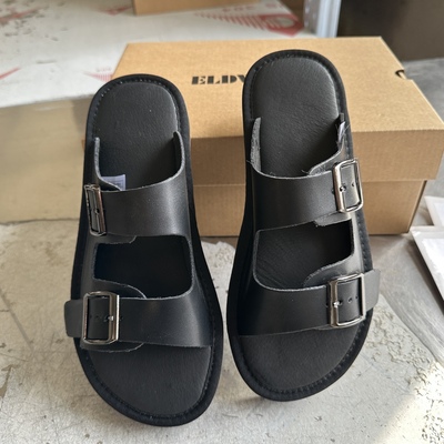 防滑拖鞋平底皮拖鞋复古