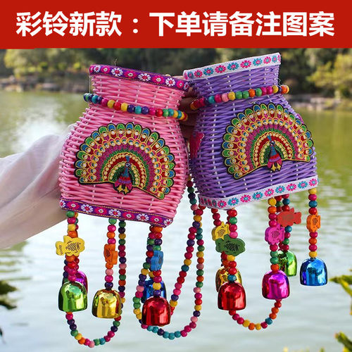 双肩彩色发光民族风儿童小背篓