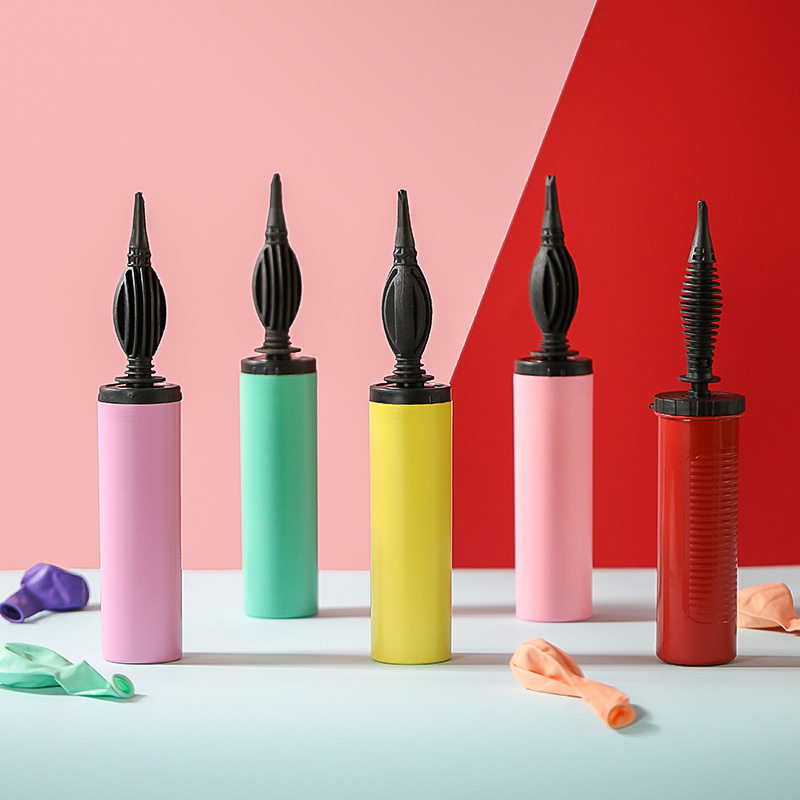 婚礼饰厂价便携式迷你手推充气筒气球打气筒配件塑料彩色手动