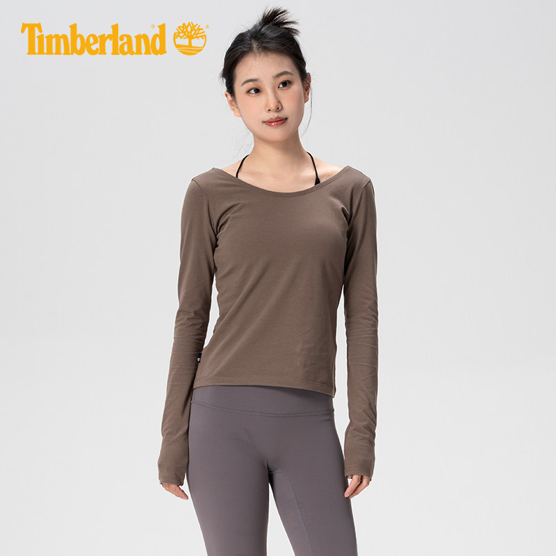 Timberland添柏岚女户外露背瑜伽服舒适弹力运动上衣打底衫A5ZHQ