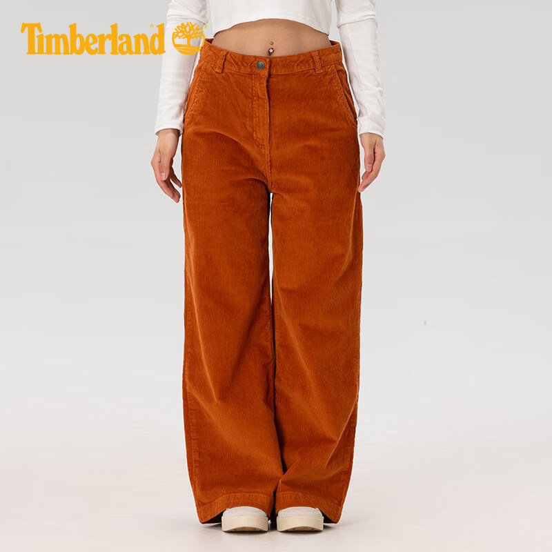 Timberland添柏岚女裤户外棉质灯芯绒舒适休闲阔腿裤直筒裤A5ZVB
