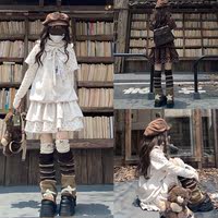 The original retro and artistic polka dot flower bud dress with a baby collar design is slimming and subculture, cute and otaku thumbnail 4