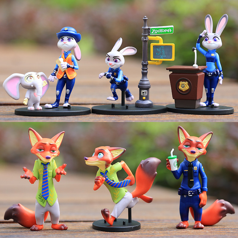 疯狂动物城蛋糕装饰朱迪兔子尼克狐狸闪电牛狮子儿童生日摆件玩具