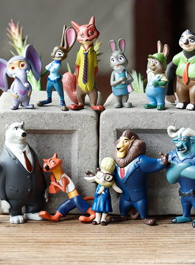 zootopia疯狂动物城兔子朱迪狐尼克12款动物公仔摆件玩偶蛋糕装饰