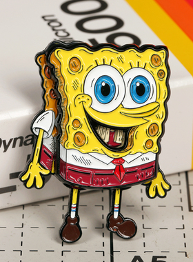 潮设会原创 海绵宝宝胸针 磁吸冰箱贴派大星徽章ins高档情侣别针