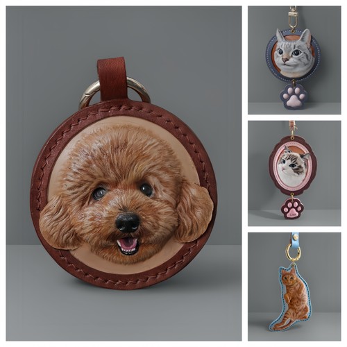宠物皮雕皮牌猫狗纪念挂饰