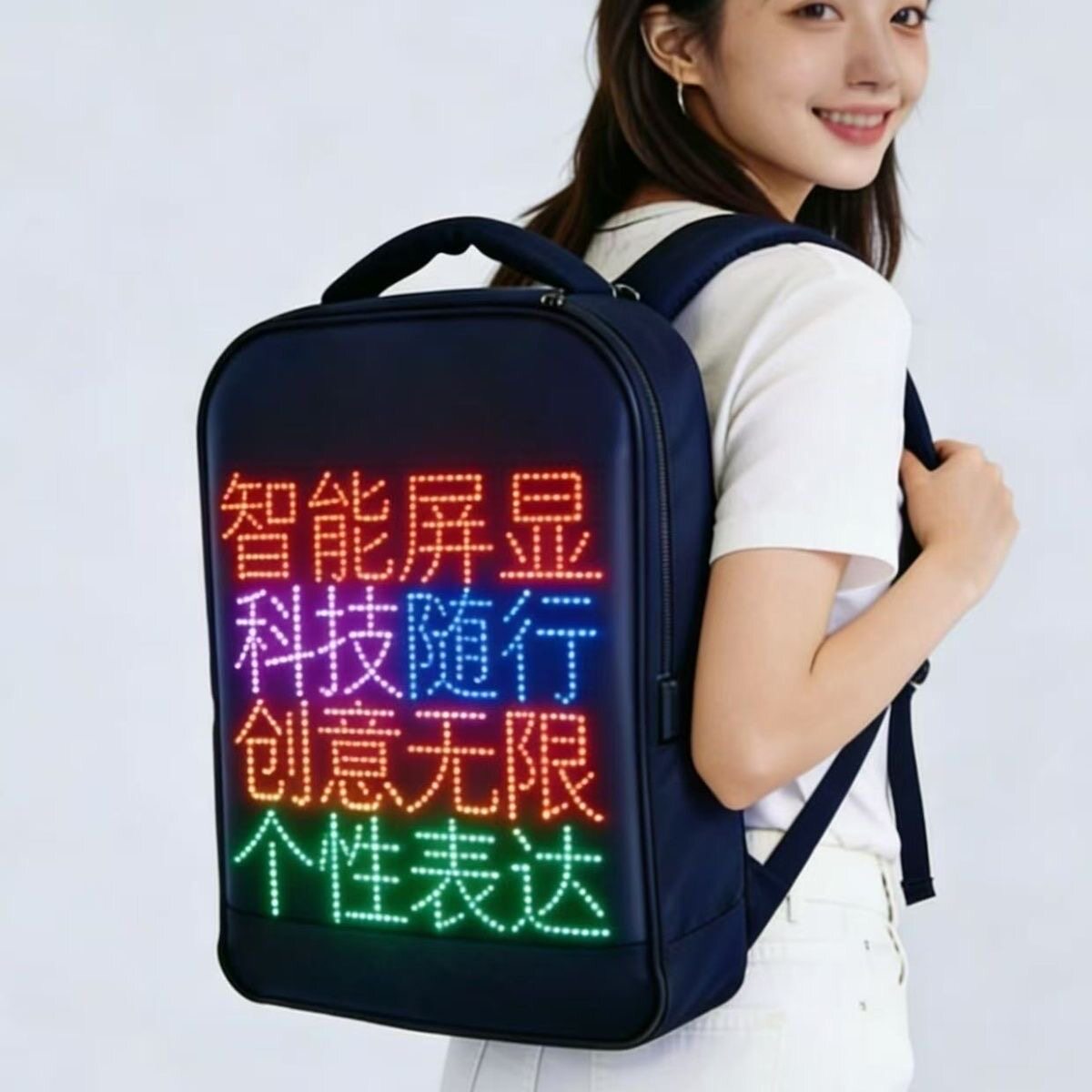 LED显示屏双肩包大容量骑行户双肩背包
