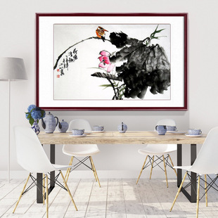 国画荷花荷塘清趣手绘客厅卧室挂画背景墙装饰画中式水墨画意境画