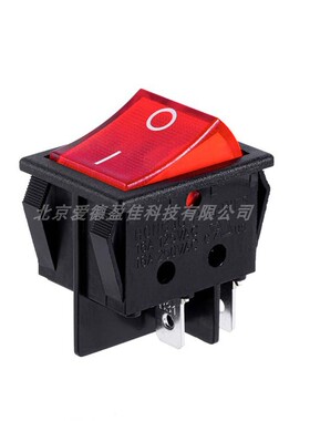 台湾进口宏聚船型开关R-210-C5L 4脚带灯银触点翘板开关TUV认证