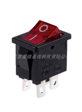 台湾进口宏聚船型开关MR-6-210-C5E-BR 4脚带灯220V红色翘板开关