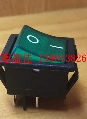 电源开关台湾亮群翘板开关黑边绿色220V带灯交流大船型开关R5