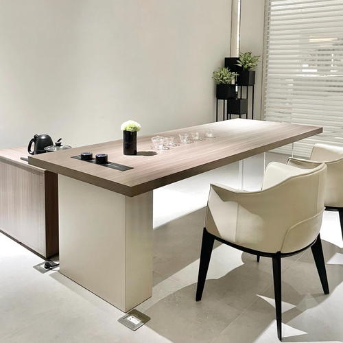 2025新款轻奢极简实木茶桌泡茶办公一体办公室多功能现代高级茶台