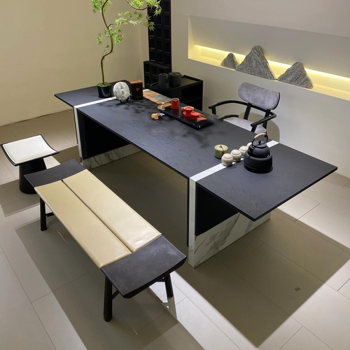 轻奢新中式实木茶桌2025新款高端现代极简豪华办公室客厅茶室茶台