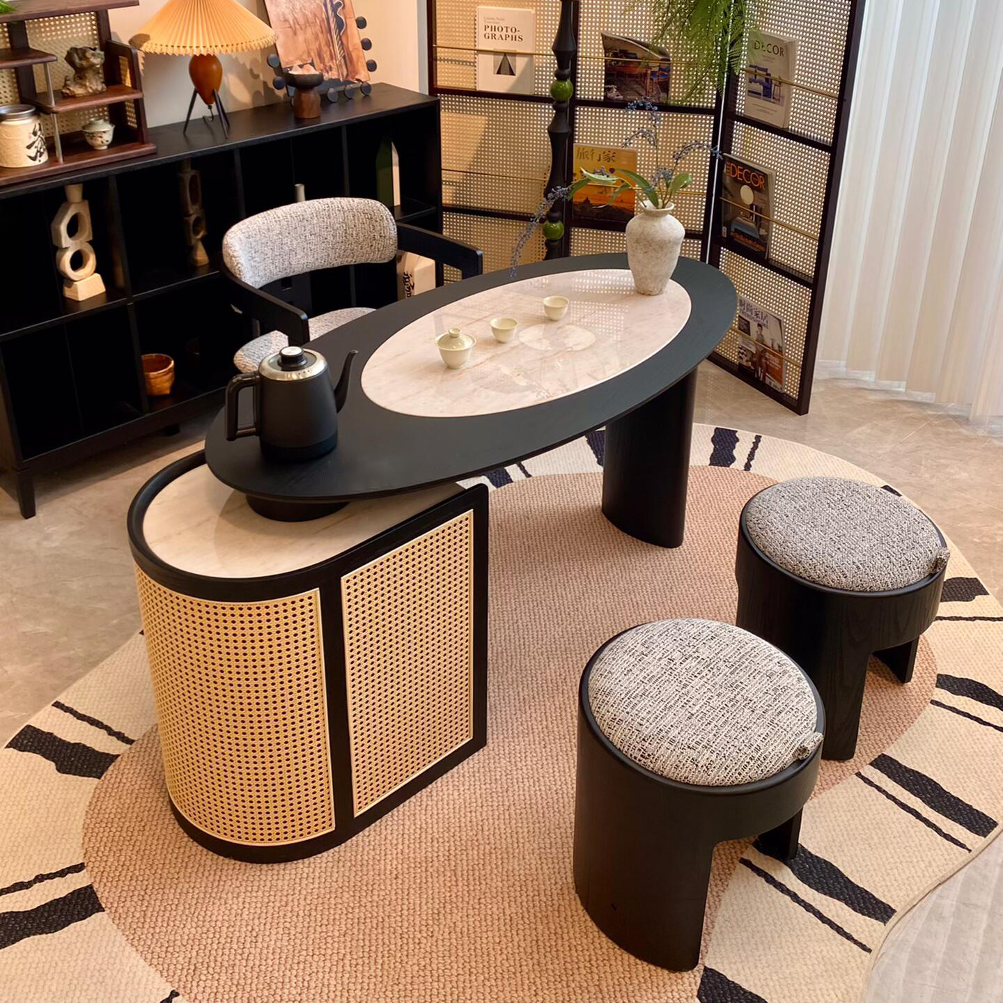 新中式阳台茶桌椅组合现代简约实木白蜡木小户型高端功夫茶台新款