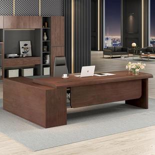 董事长办公室实木大板桌办公桌领导老总纯实木大班台老板桌带侧柜