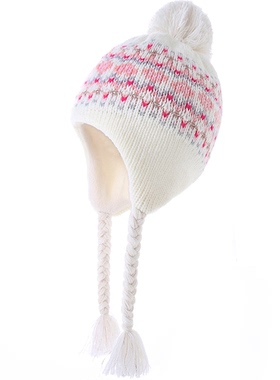 Moonkitty秋冬女童帽子保暖护耳加绒加厚针织女宝护耳针织帽大童