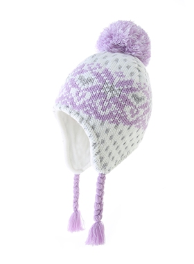 Moonkitty秋冬季女童帽子保暖护耳防风加绒加厚针织洋气可爱紫色