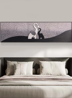 现代简约砂岩版画 黑白灰床头装饰画 沙发背景墙挂画子母象40150