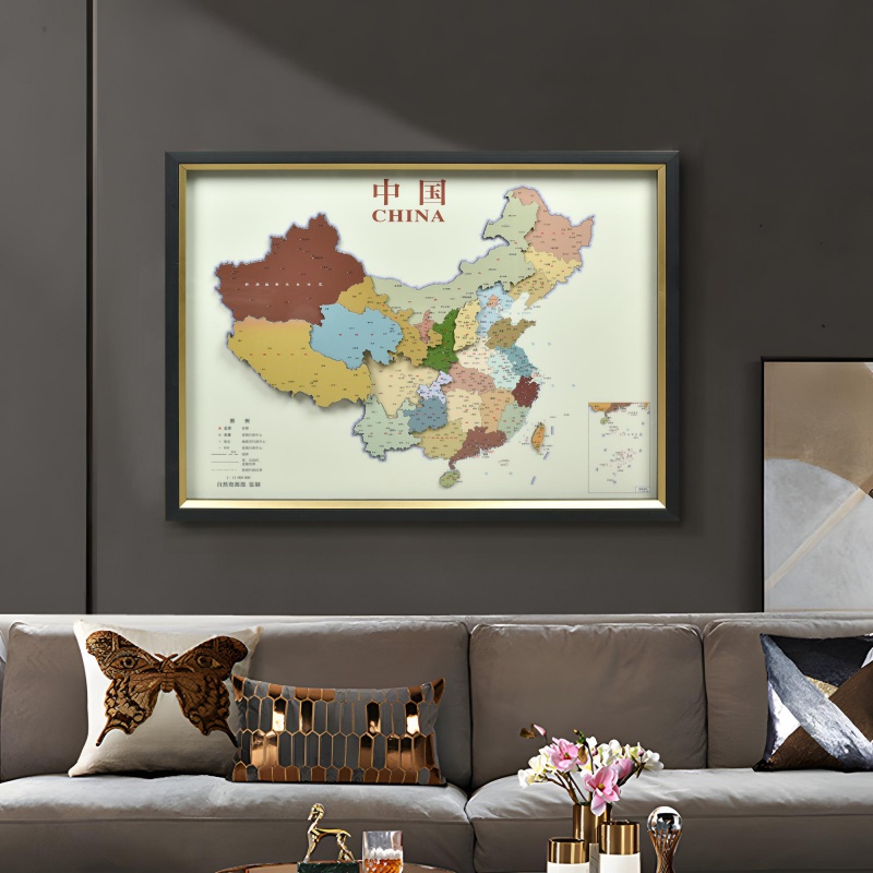 立体装饰画办公室挂画省份地图书房卧室客厅沙发挂图002图片