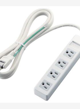 日本elecom宜丽客插排/3pin磁吸插头4孔位线长2.5mT-T1B-3425WH