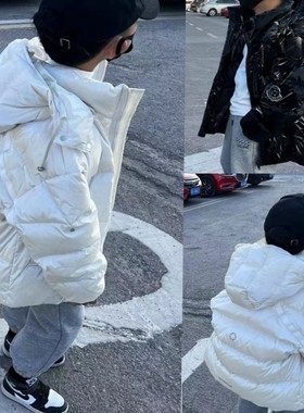 么么鱼童装中大童免洗亮皮羽绒服新款冬男女童90白鸭绒6616