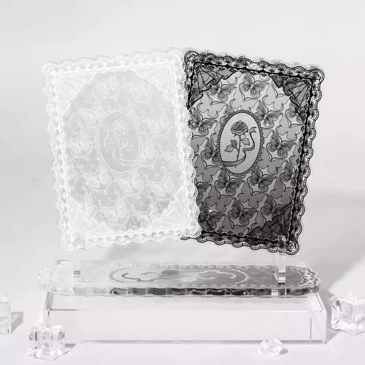 蝶与花唯美谷子高颜值亚克力3寸小卡拍立得桌面摆件相框谷美立牌