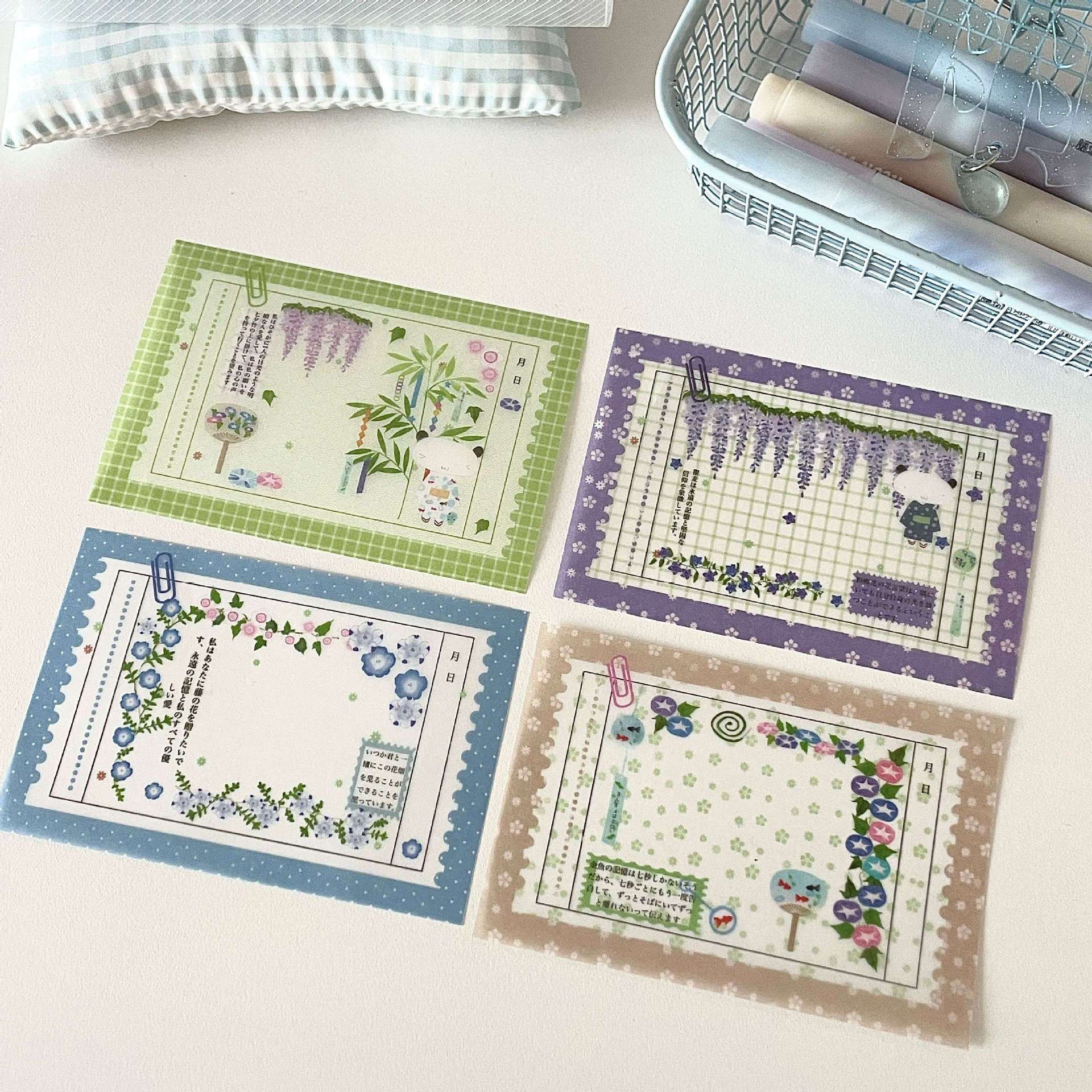 盐系硫酸纸素材纸M5碎光情书手帐便签内页复古打底拼贴哇卡哇卡