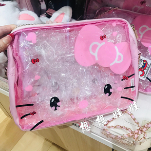 现日本三丽鸥kitty50周年透明拉链单肩斜跨链条公仔应援痛包娃包