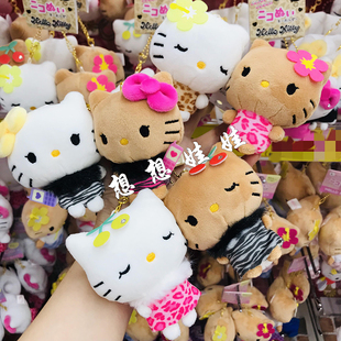 日本三丽鸥hello kitty黑皮豹纹磁吸好朋友贴贴公仔挂件包挂