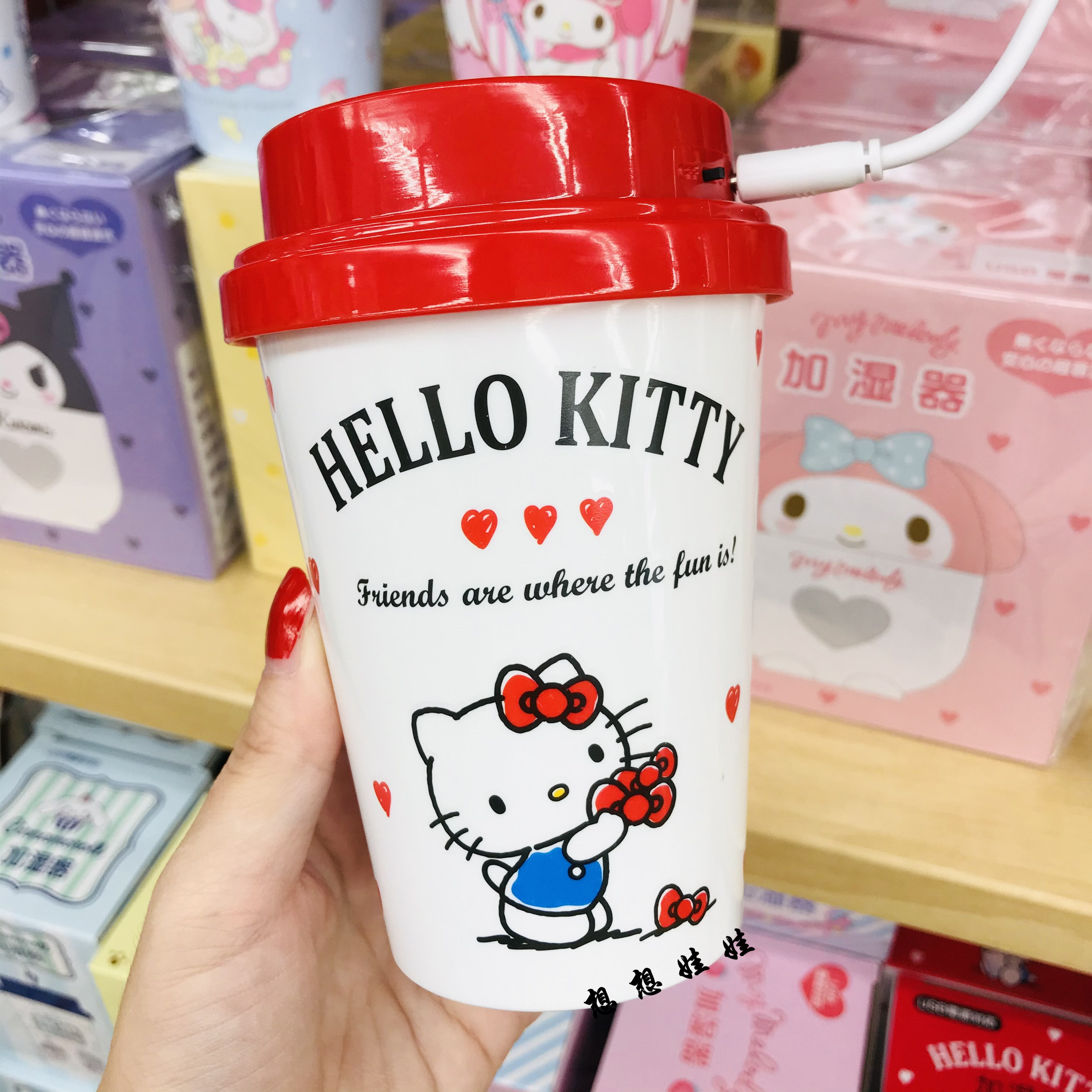 日本三丽鸥kitty美乐蒂双子星饮料杯造型办公室桌面usb加湿器
