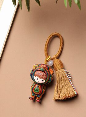 泡泡玛特小野彩虹木雕挂饰