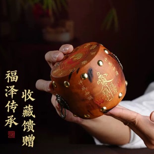 雷击木法鼓摆件普化天尊原创桌摆工艺家居办公装饰神器艺术摆件