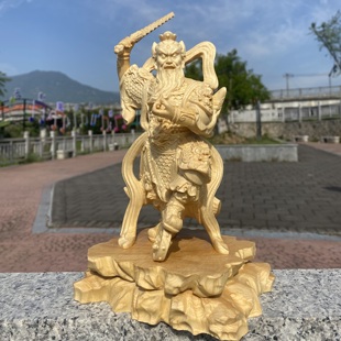 大号桧木雕王灵官三眼火神元帅第一大护法寺庙供奉摆件家居装饰品