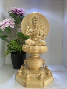 桧木木雕爱染明王摆件唐密真言宗 东密如法佛像实木雕刻家居装饰