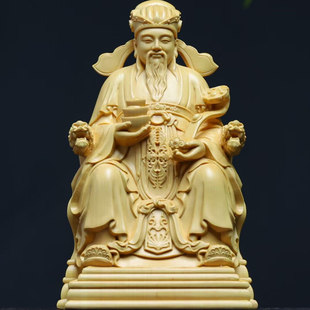 桧木木雕福德正神大伯公土地公摆件实木雕刻财神客厅装饰工艺礼品