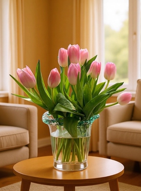 郁金香鲜花云南基地直发水养鲜切花婚礼生日粉色白色郁金香花束