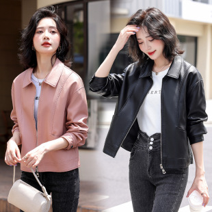 海宁绵羊皮衣夹克女大码 短款 气质宽松休闲外套中年潮2025秋冬新款