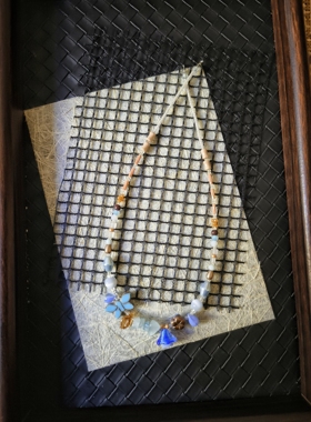 原创设计进口捷克琉璃蓝色项链女小众设计感高级轻奢气质百搭颈链