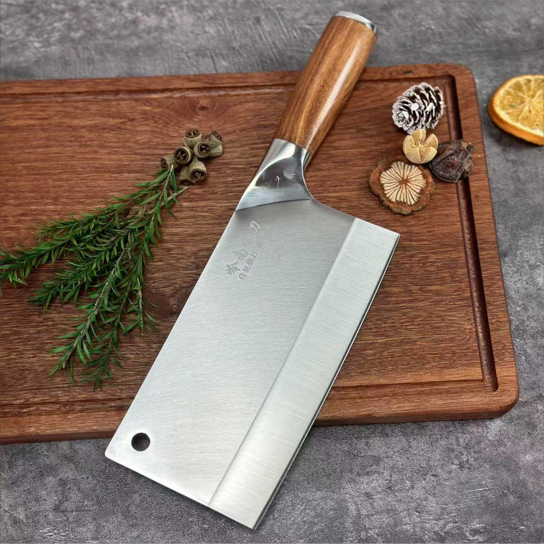 岭南钢刀9铬18钼钒钢超薄切片刀切肉片厨师专用菜刀家用切刀