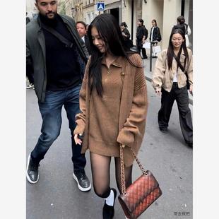 Jennie金智妮同款焦糖棕针织背心马甲毛衣开衫外套两件套女24秋冬