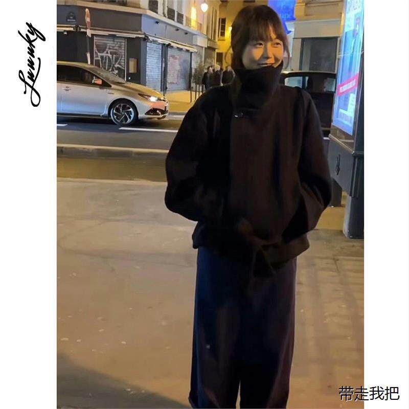 金敏喜明星同款黑色立领短款毛呢外套女加厚系带宽松羊毛呢子大衣