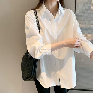 新款白色衬衫女2026春秋季新款韩版基本常规款打底叠穿棉质长袖白