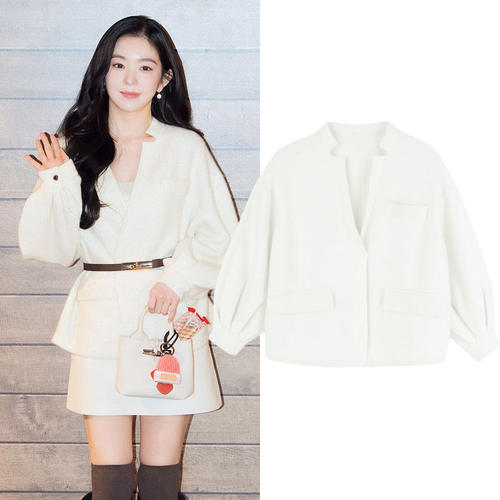 裴珠泫同款法式v领白色小