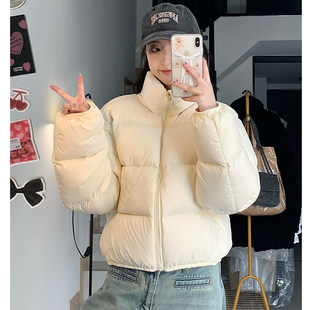 白色羽绒服女短款冬季2025新款加厚立领学院风肯豆小款韩系显瘦潮