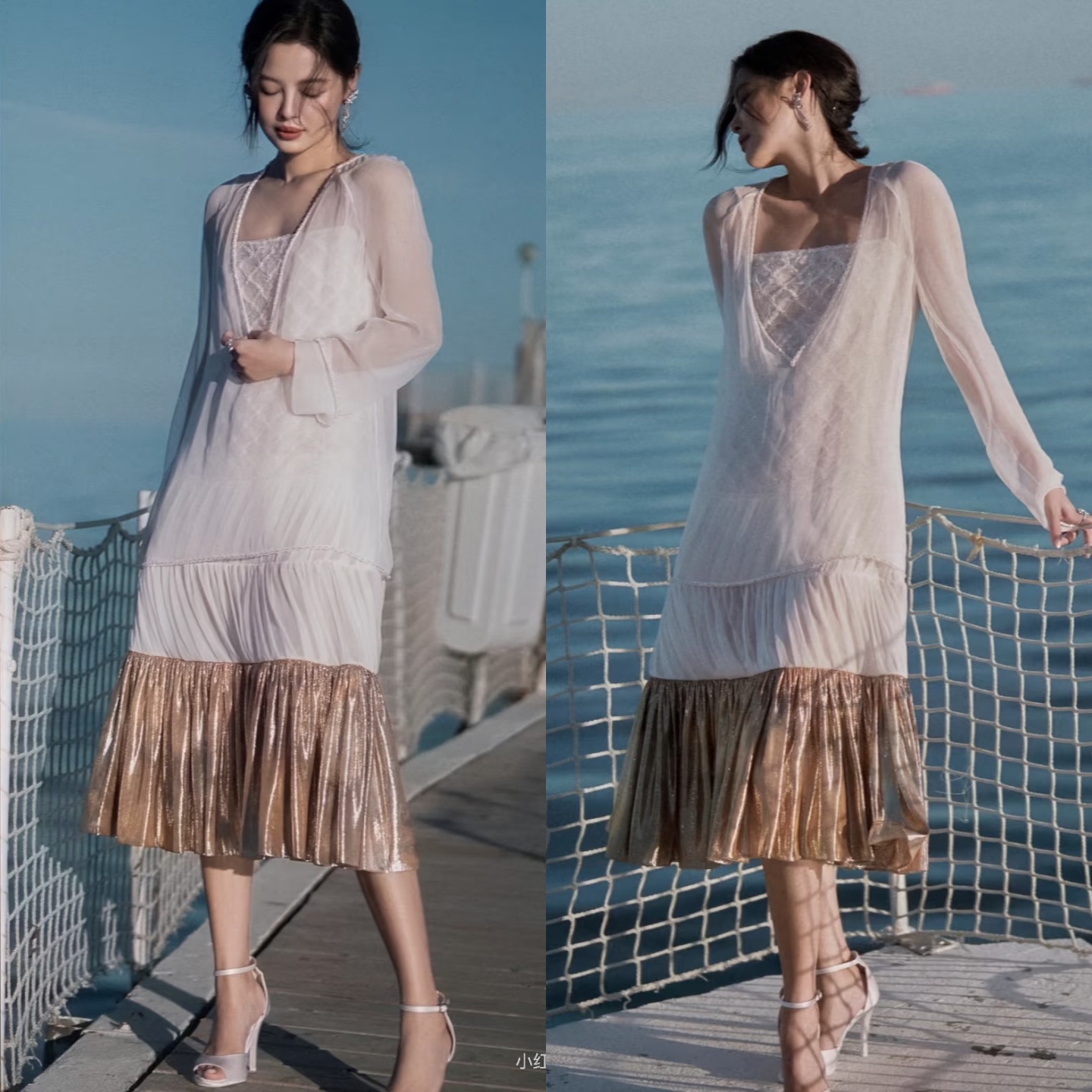 辛芷蕾同款重工手绣珠管