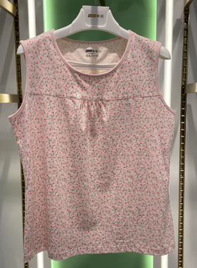 新一系XK68913新1系女纯棉印花宽松大版妈妈舒适背心无袖上衣宽肩