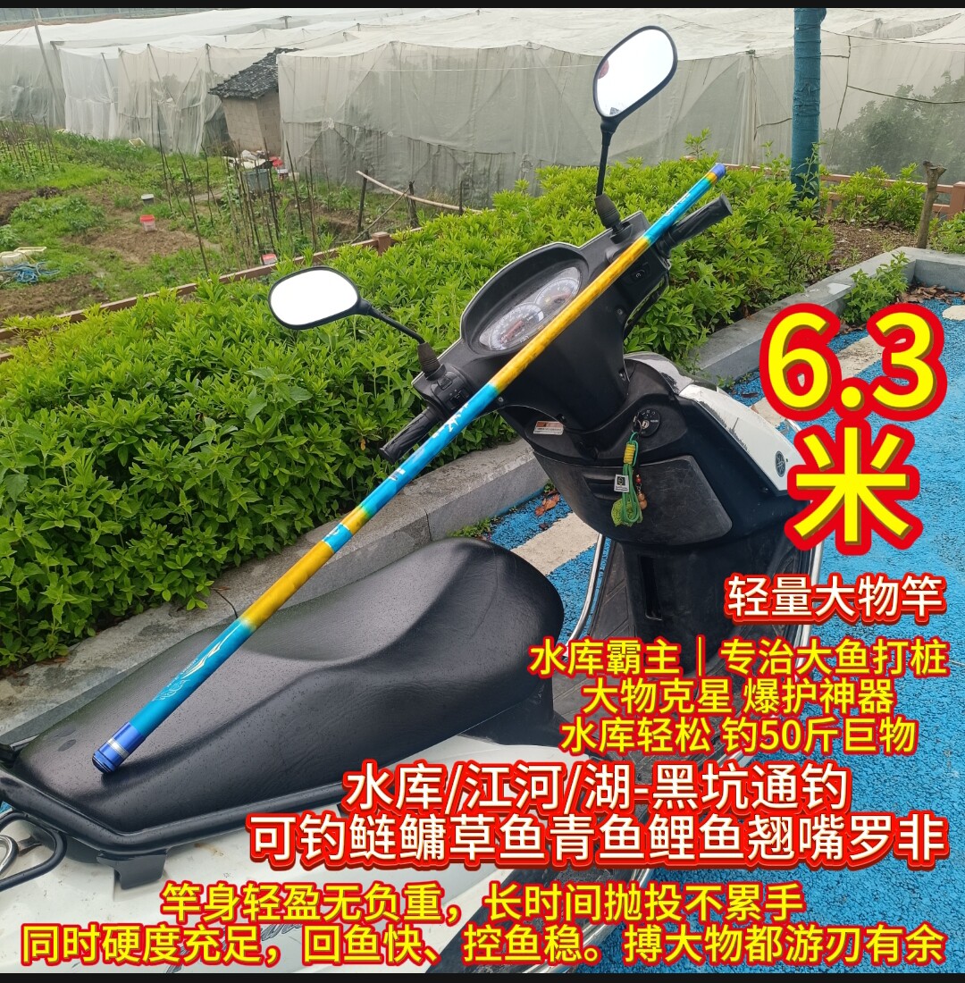 二手青鲟6.3米轻硬钓鱼竿碳素长节台钓竿手竿野钓江河水库综合竿